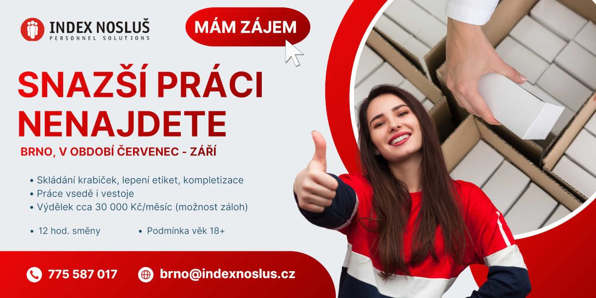 SNAZŠÍ PRÁCI NENAJDETE - Brno - skládání krabiček, lepení etiket, kompletizace
